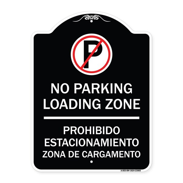 Signmission Loading Zone Prohibido Estacionamiento Zona De Cargamento Heavy-Gauge Alum, 24" x 18", BW-1824-23883 A-DES-BW-1824-23883 - main